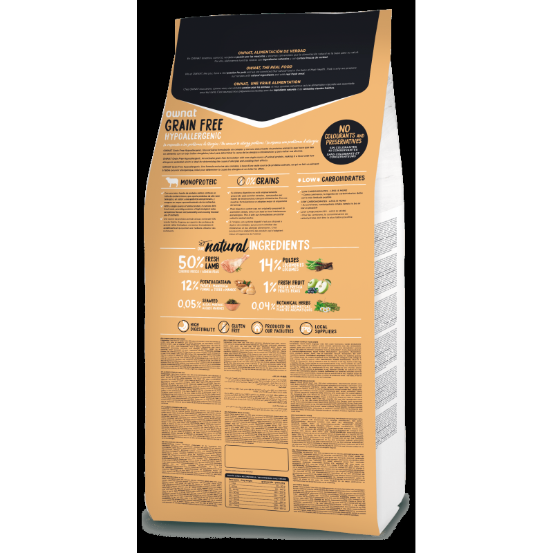 Ownat Grain Free Hypoallergenic Agnello per Cani Saldi Di Fabbrica