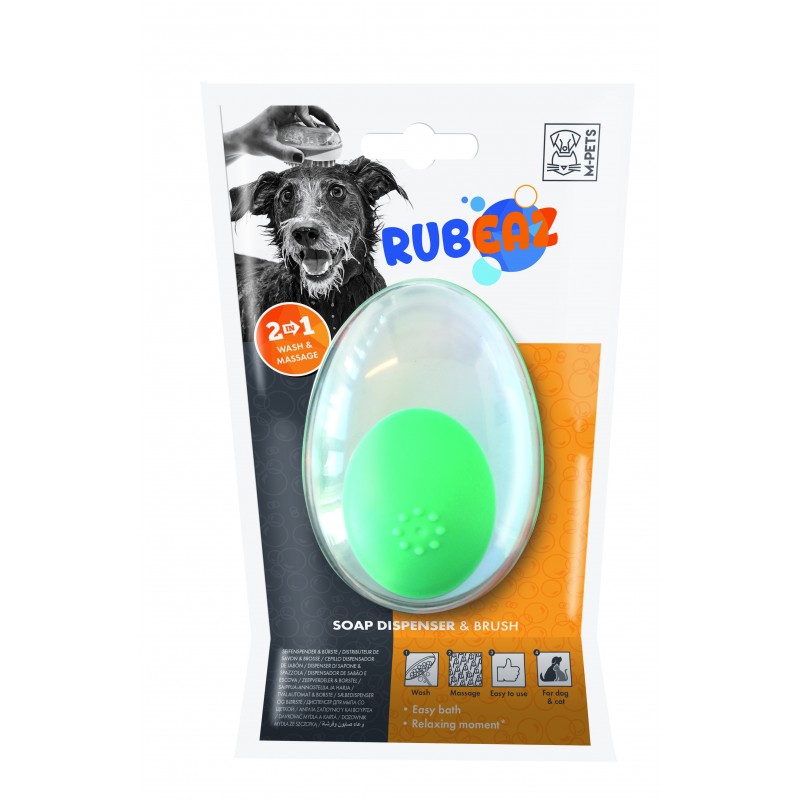 M-Pets Rubeaz Spazzola e Dispenser Shampoo per Cani e Gatti Spedizione Gratuita