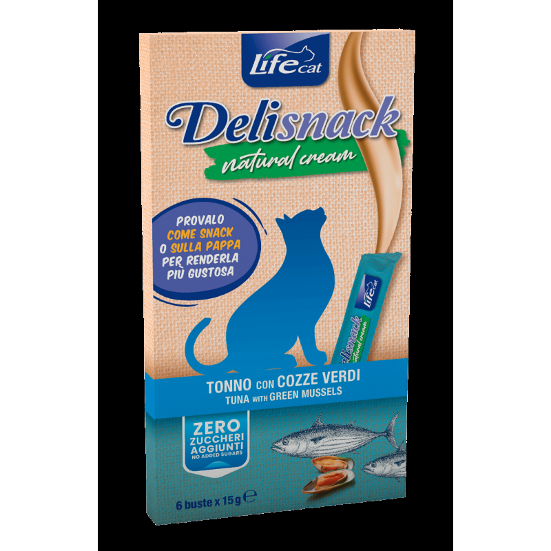 Life Cat Delisnack Natural Cream Snack Naturale per Gatti Comprane uno, ottenene uno gratis