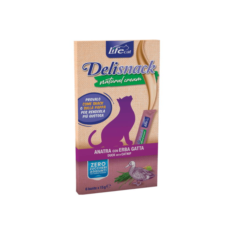 Life Cat Delisnack Natural Cream Snack Naturale per Gatti Comprane uno, ottenene uno gratis