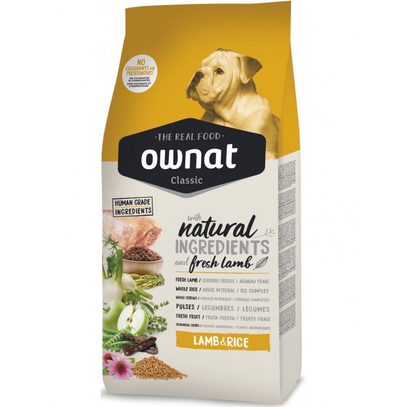 Ownat Classic Agnello e Riso per Cani Esporta salva