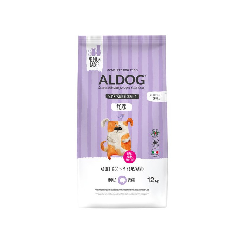Aldog Super Premium Pork Adult Medium Large con Maiale e Riso per Cani