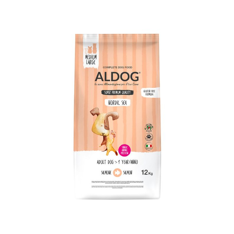 Aldog Super Premium Nordic Sea Medium Large con Salmone e Riso per Cani
