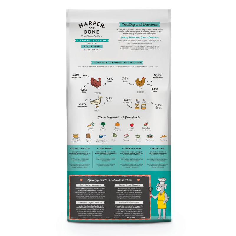 Harper and Bone Flavours of the Farm Adult Dog Mini per Cani di Piccola Taglia In Linea