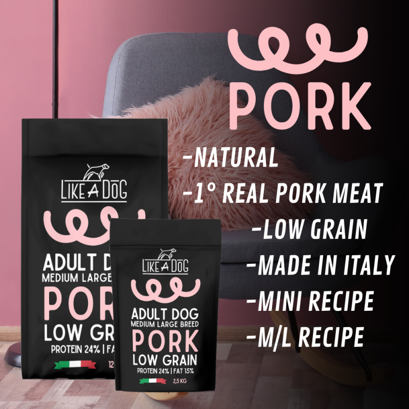 Like A Dog Low Grain Pork Medium Large per Cani Sconto