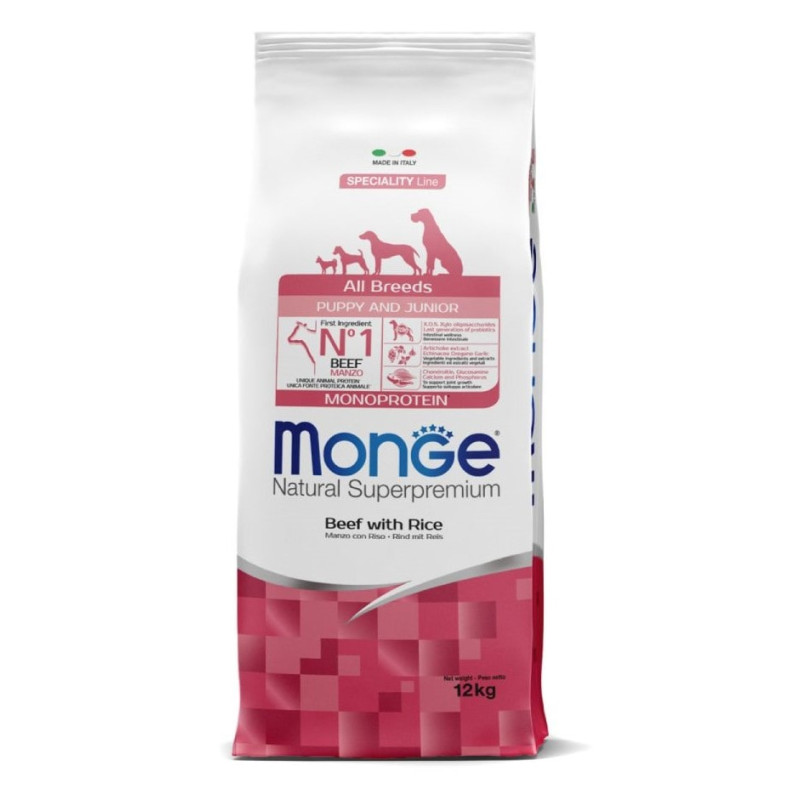 Monge All Breeds Puppy Junior Monoprotein con Manzo e Riso per Cuccioli Ultimo giorno