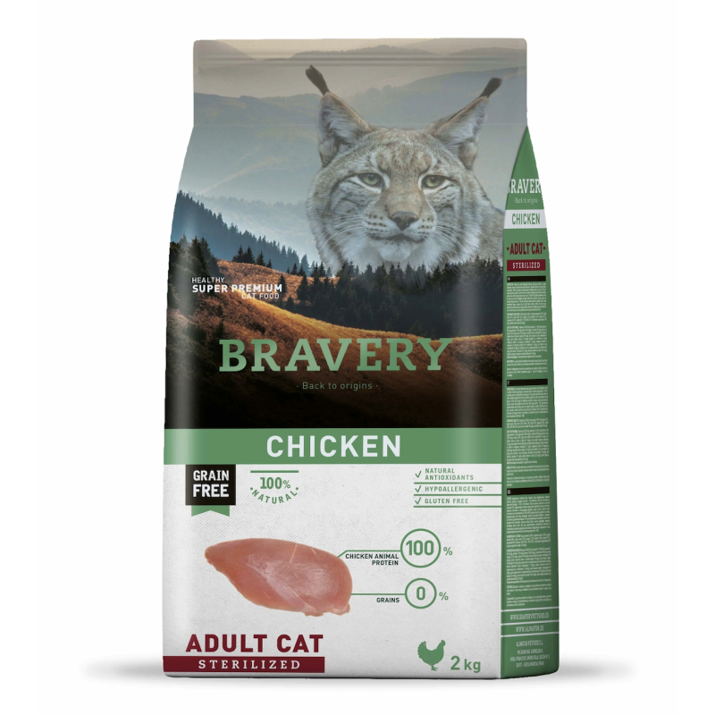 Bravery Adult Cat Sterilized al Pollo per Gatti