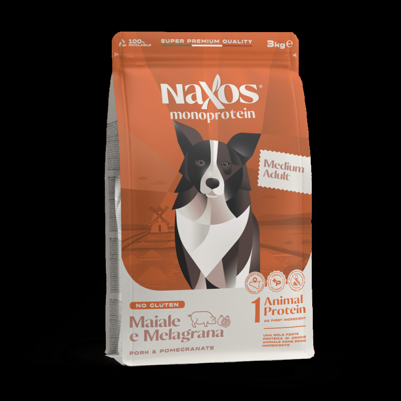 Naxos Monoprotein Adult Medium Maiale e Melagrana per Cani
