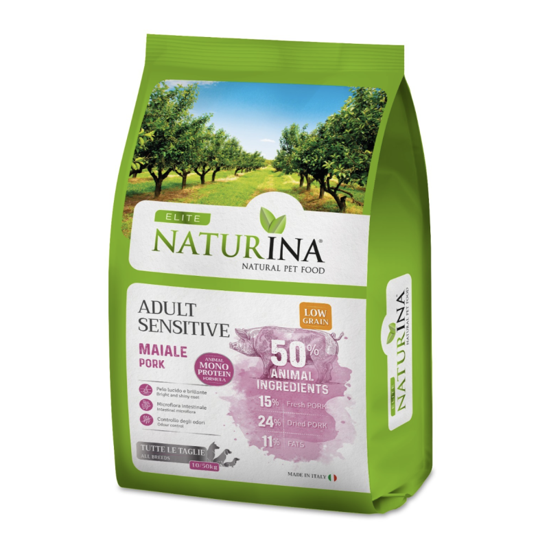 Naturina Elite Sensitive Low Grain Maiale per Cani