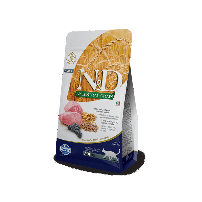 Farmina N&D Ancestral Grain Adult Cat con Agnello e Mirtillo per Gatti