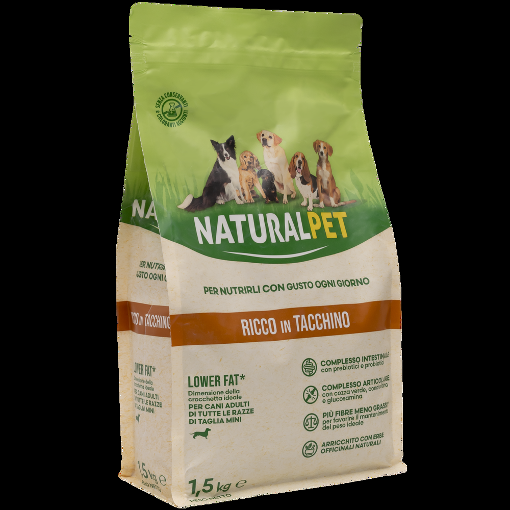 Naturalpet Dog Mini Lower Fat ricco in Tacchino 1.5 kg 000125779