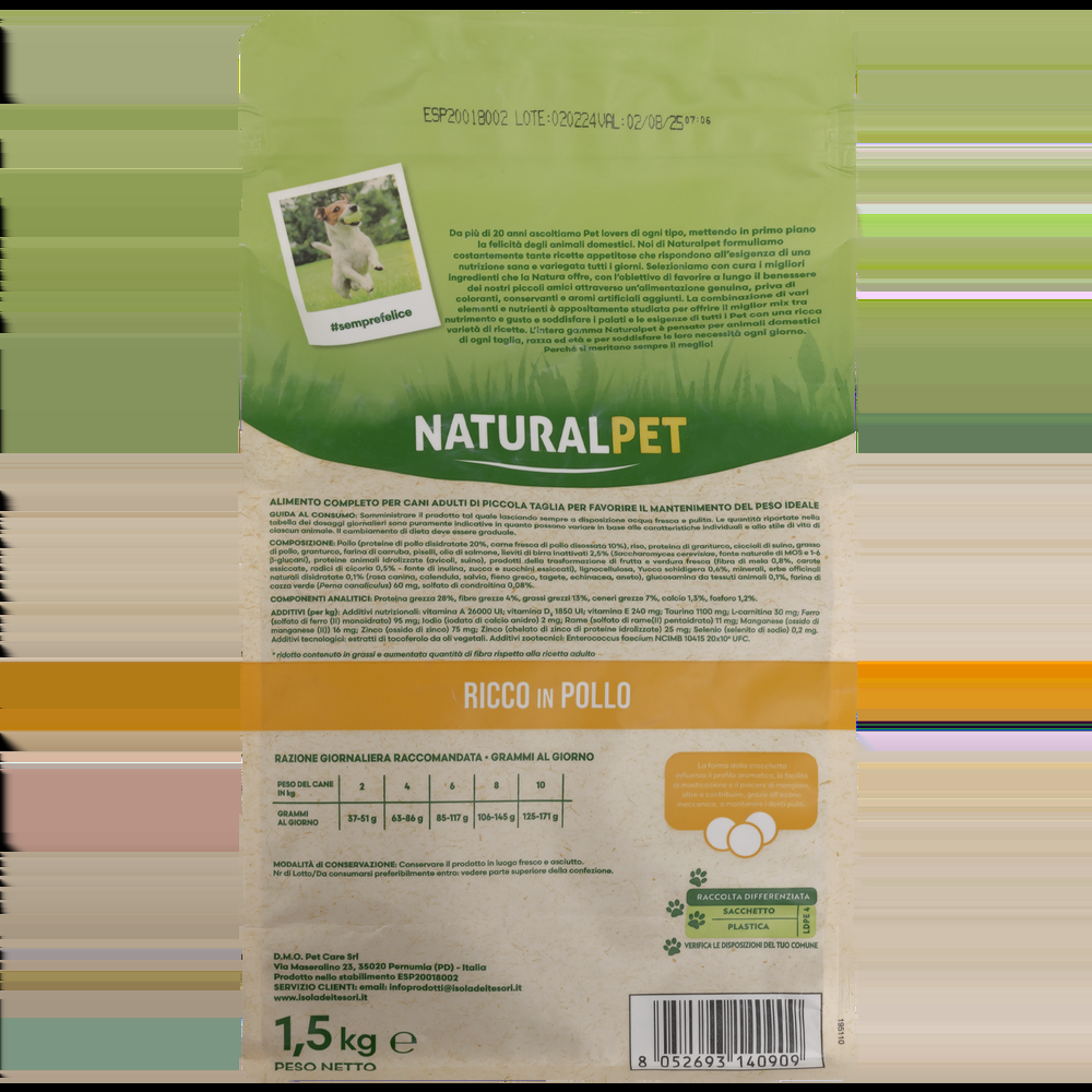 Naturalpet Dog Adult Mini Lower Far ricco in Pollo 1 5 kg 000125776 Novità