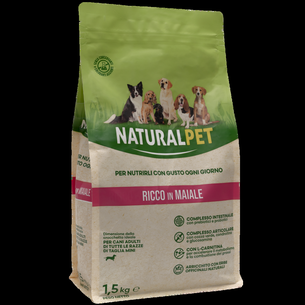 Naturalpet Dog Adult Mini ricco in Maiale 1 5 kg 000125781