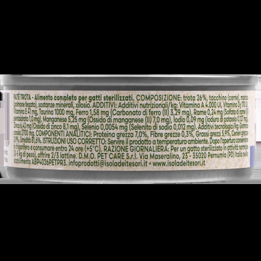 Naturalpet Cat Sterilised Paté alla trota 85gr 000143897 Saldi