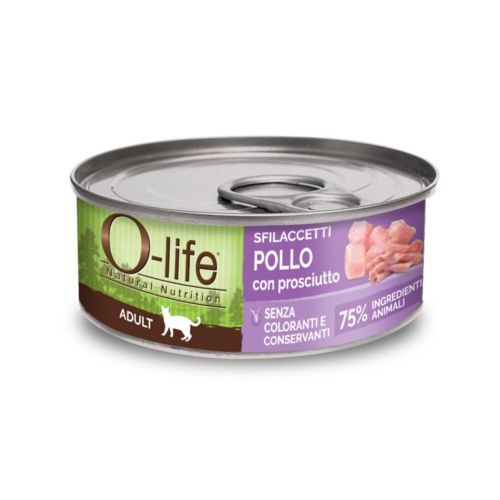 O-life Cat Adult Sfilaccetti Pollo con Prosciutto 70 gr 000143518