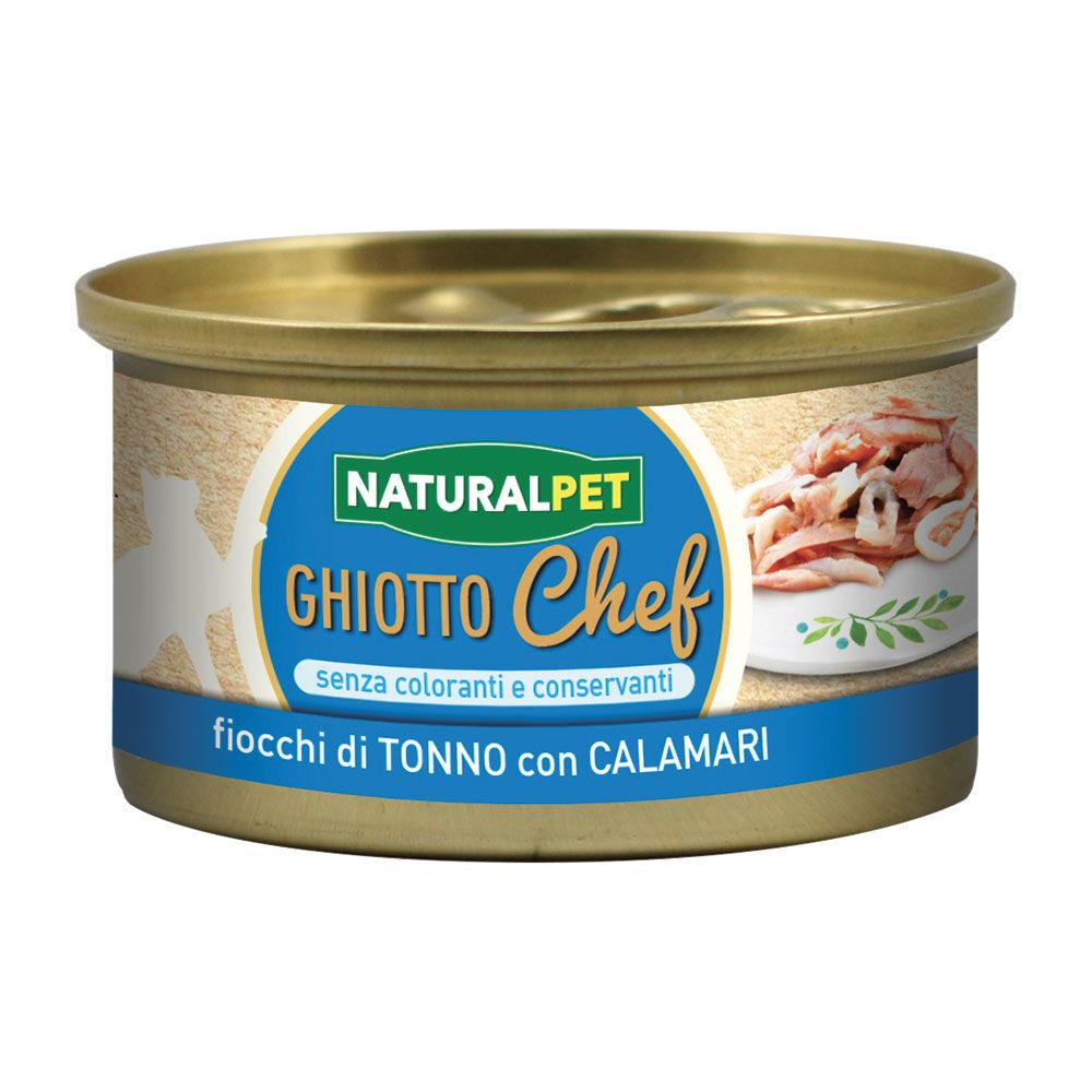 Naturalpet Ghiotto Chef Fiocchi di Tonno con Calamari fumé 80gr 000142709 In Saldo