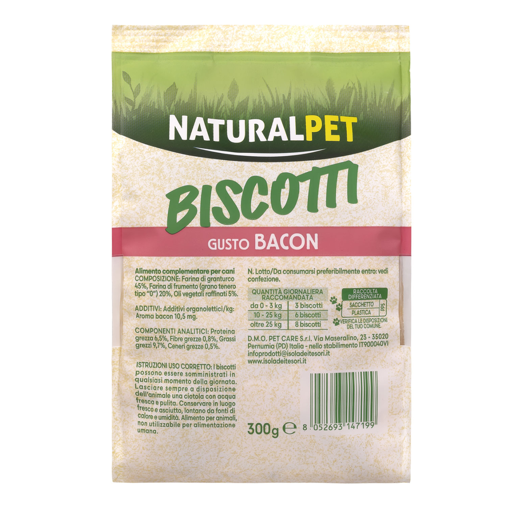 Naturalpet Dog Biscotti gusto Bacon 300gr 000138865 Sconto di tempo limitato