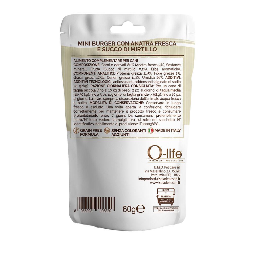 O-life Dog Adult Mini Burger Anatra e Mirtillo 60gr 000138729 Offerta Anniversario
