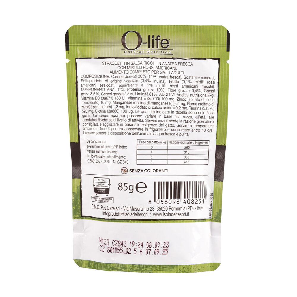 O-life Cat Adult Straccetti in salsa con Anatra fresca con mirtilli rossi americani 85 gr 000143624 Online Outlet