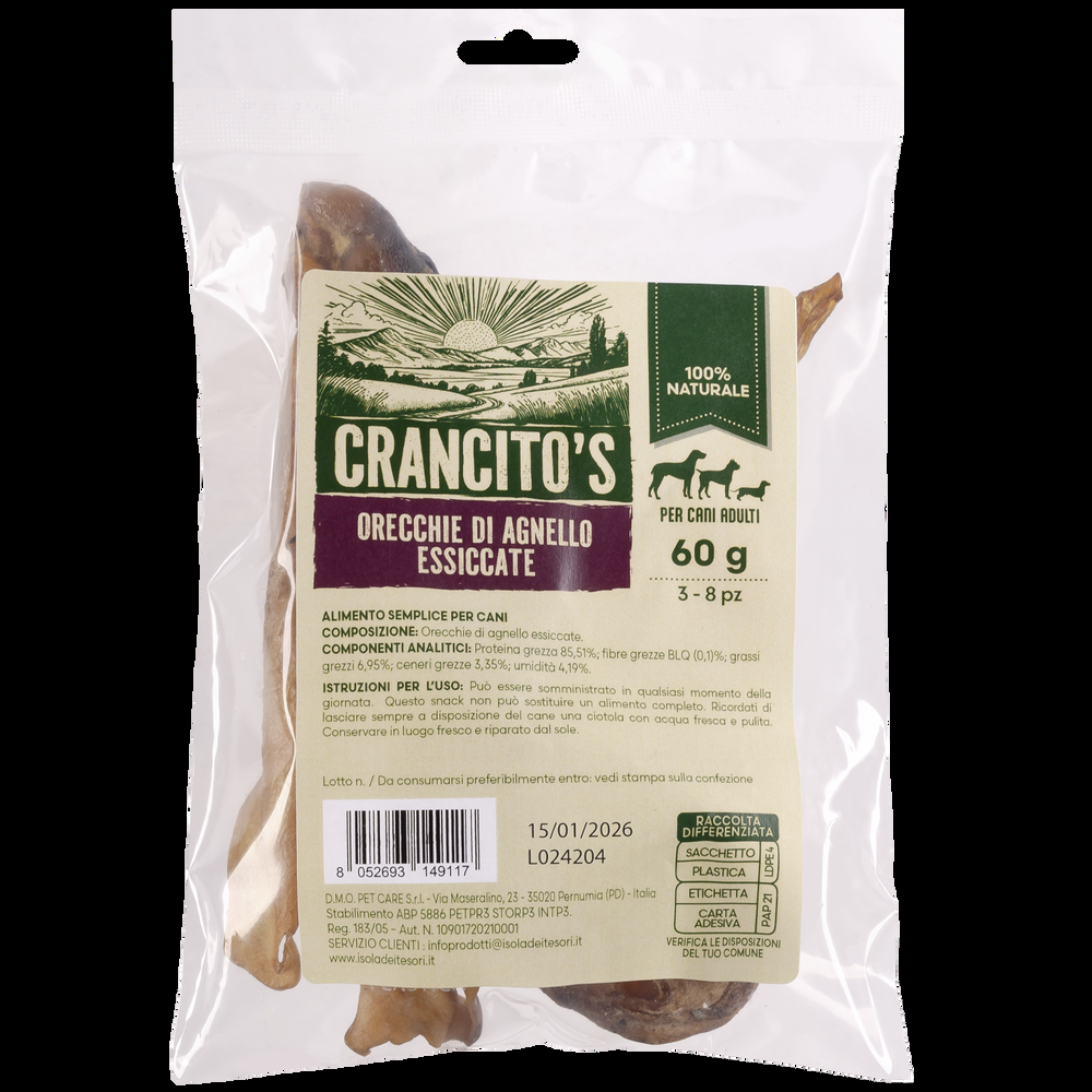Cancito's Dog Adult Orecchie di agnello essiccate 60gr 000138917 Ritorno libero