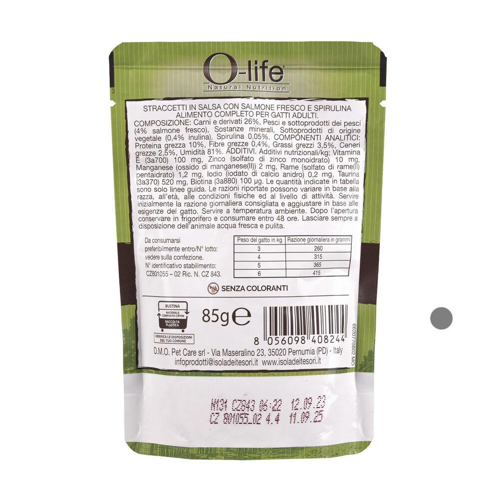 O-life Cat Adult Straccetti in salsa con Salmone fresco e spirulina 85 gr 000143627 Esporta salva