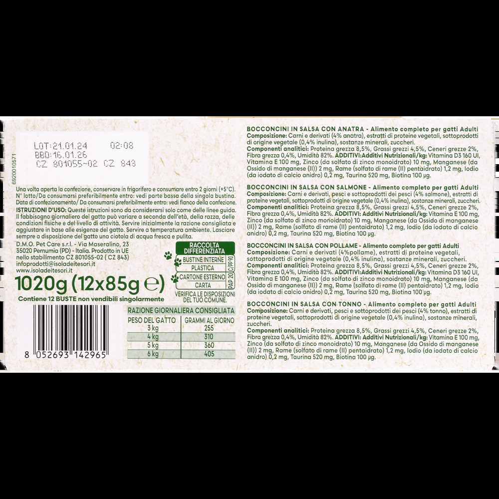 Naturalpet Cat Adult Bocconcini in salsa Multipack 85grx12 pz 000143792 Duty-free