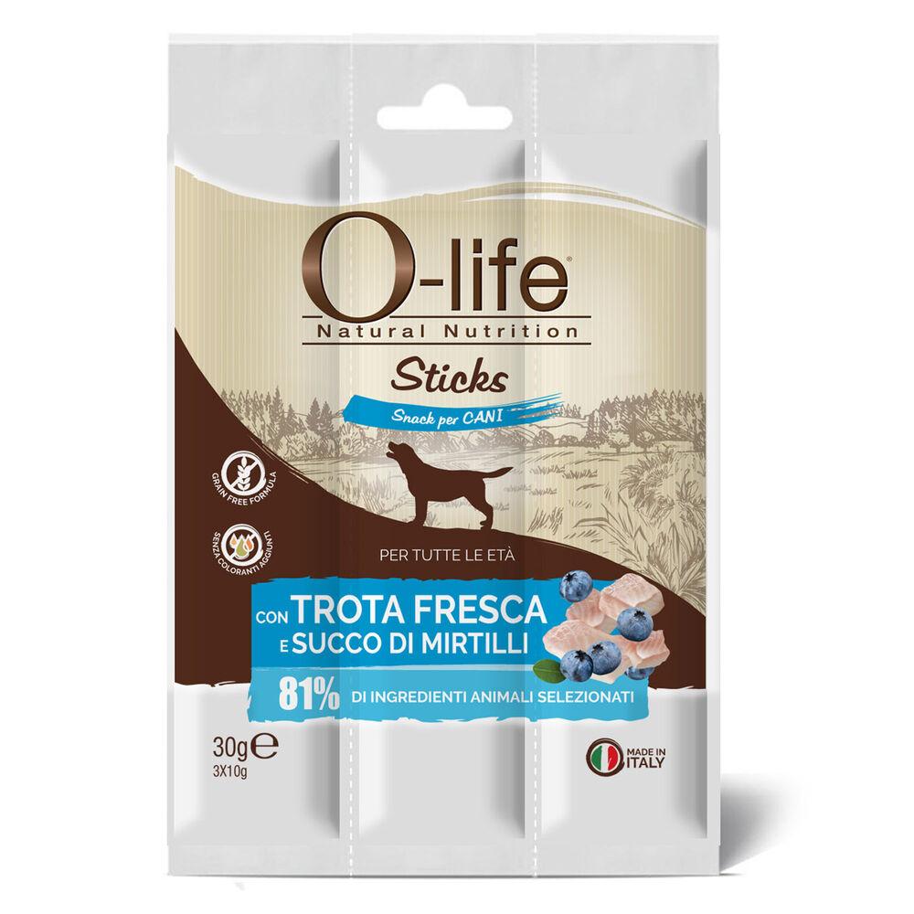 O-life Dog Stick Snack con Trota Fresca e Mirtilli 30 gr 000138702 Nuovo