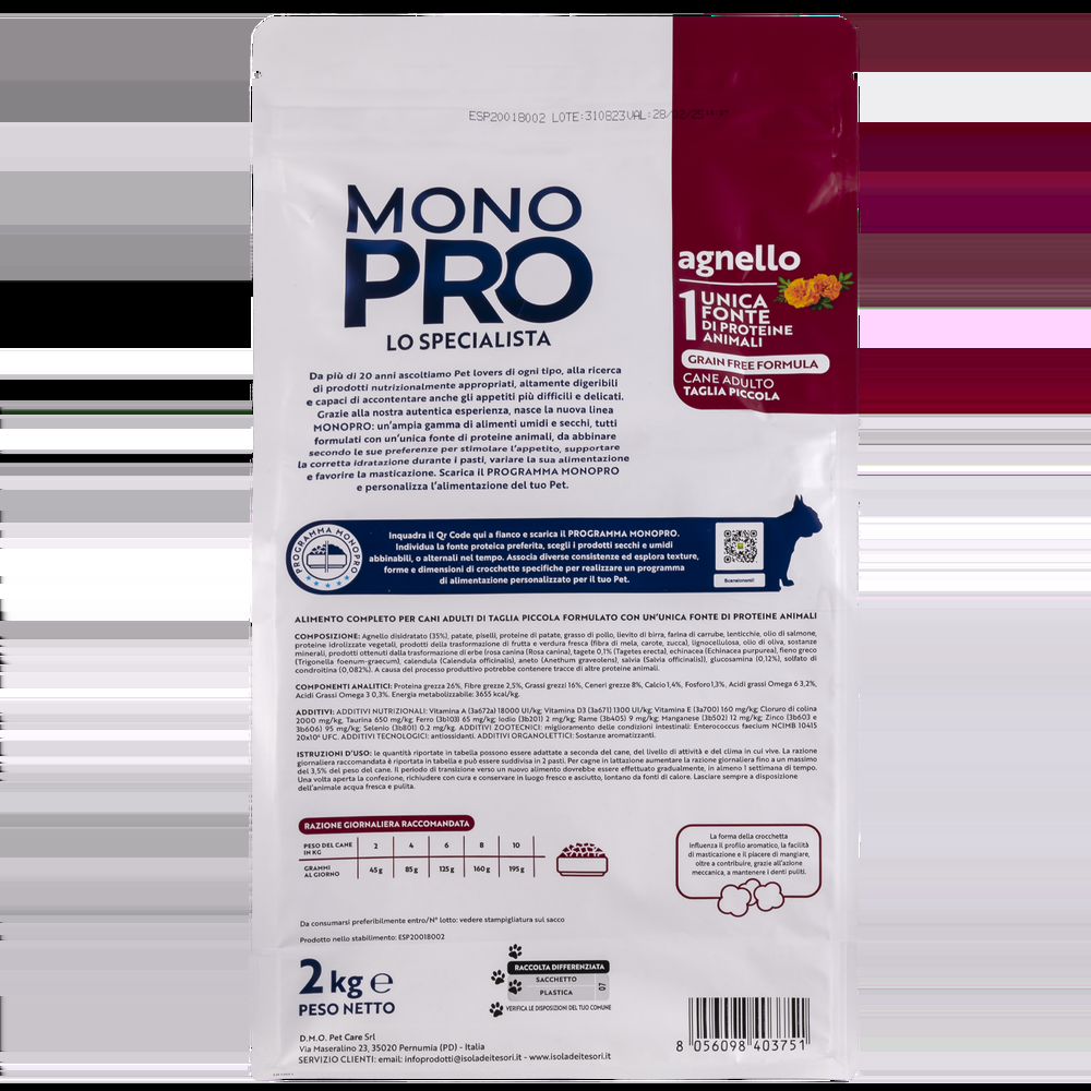 Monopro Dog Adult Mini Grain Free Agnello 2 kg 000125658 Presa