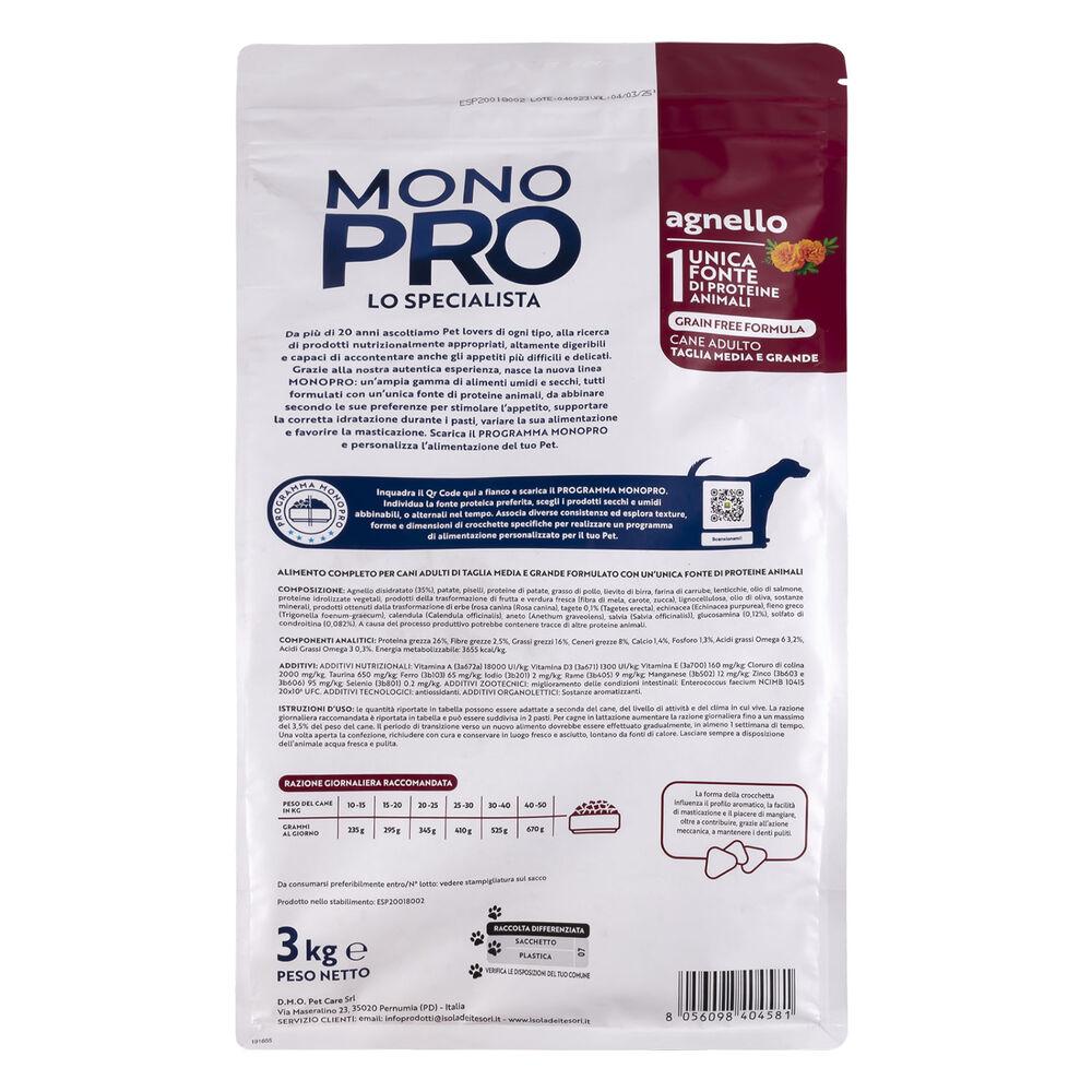 Monopro Dog Adult Medium&Large Grain Free Agnello 3 kg 000125664 Outlet