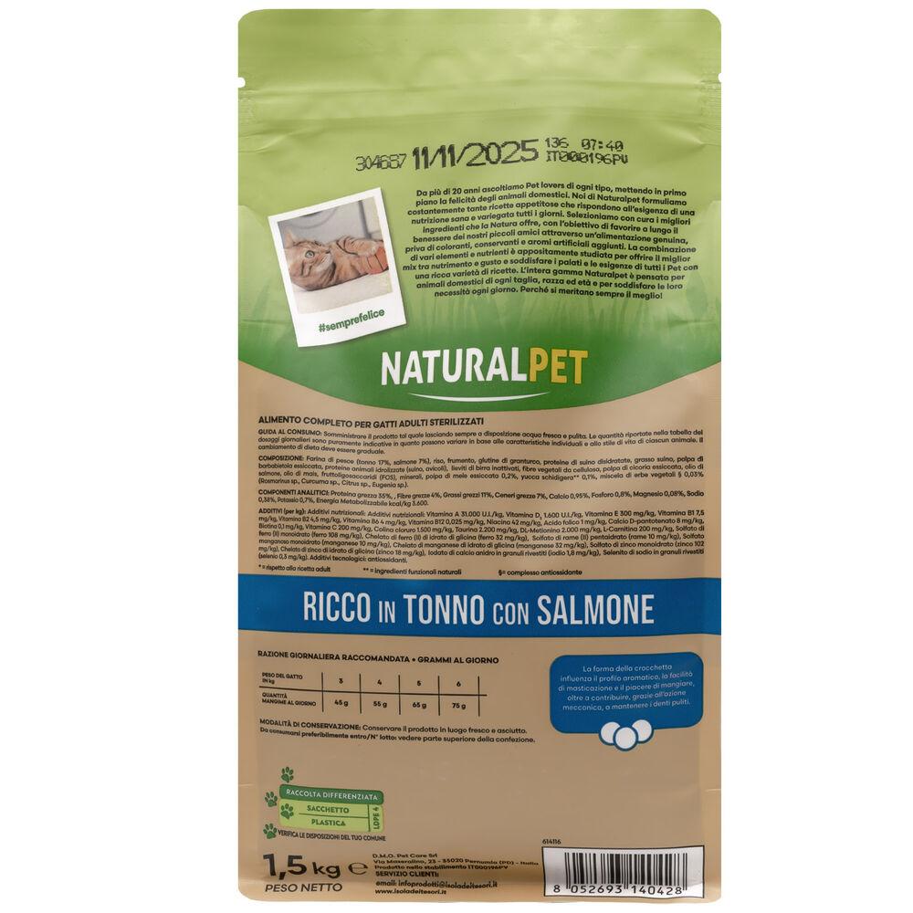Naturalpet Premium Cat Adult Sterilised ricco in Tonno con Salmone 1 5 kg 000141003 In Vendita