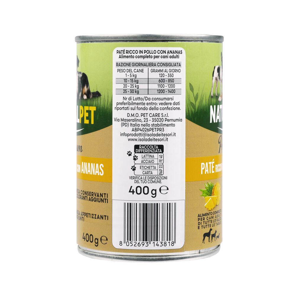 Naturalpet Premium Dog Adult Paté ricco in Pollo con ananas 400 gr 000126890 Fornitura limitata