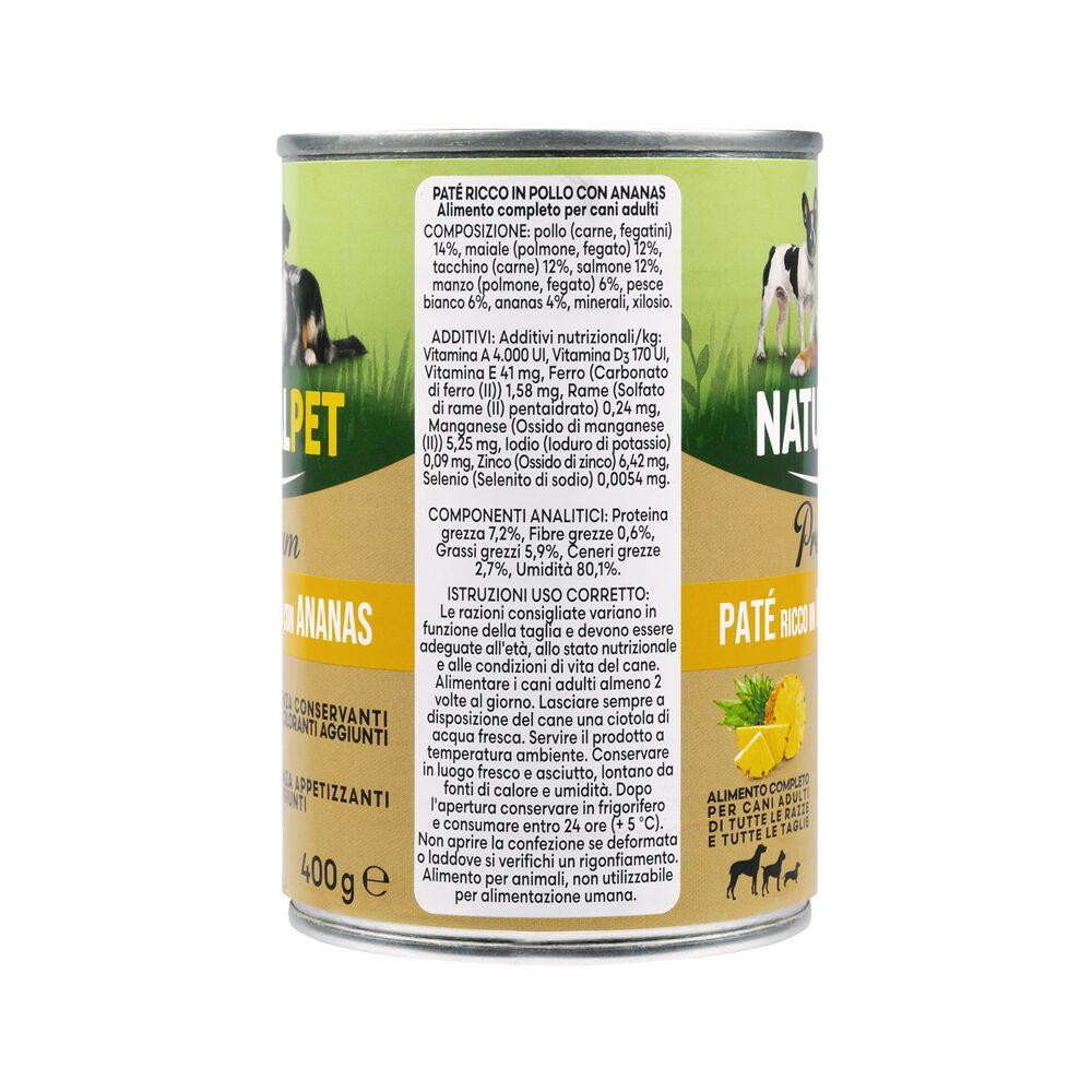 Naturalpet Premium Dog Adult Paté ricco in Pollo con ananas 400 gr 000126890 Fornitura limitata