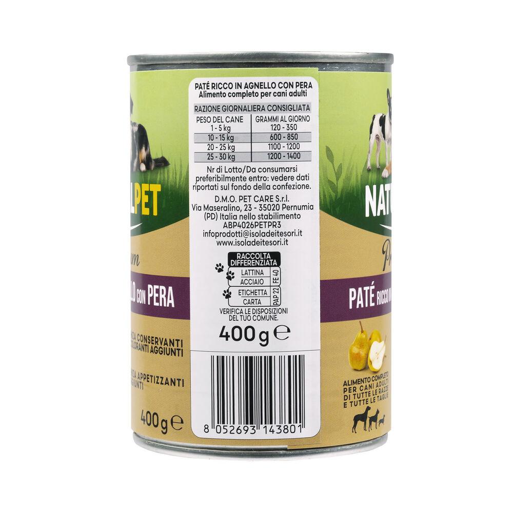 Naturalpet Premium Dog Adult Paté ricco in Agnello con pera 400gr 000126889 Offerte esclusive