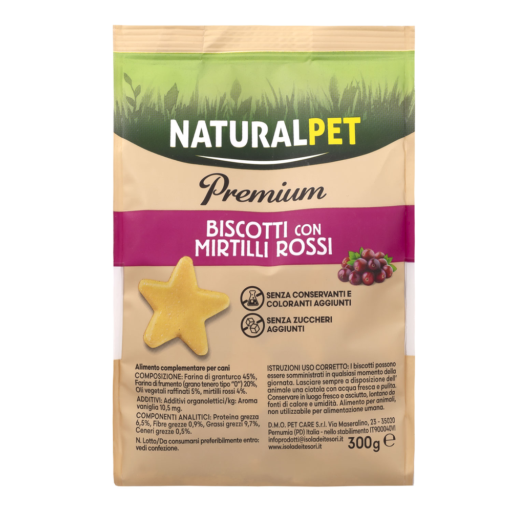Naturalpet Premium Dog Adult Biscotti con Mirtilli rossi 300gr 000138862 Ultimi tre giorni