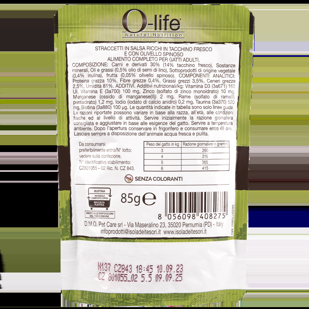 O-life Cat Adult Straccetti in salsa con Tacchino fresco con olivello spinato 85 gr 000143626 Ultimi due giorni