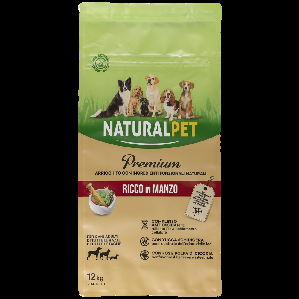 Naturalpet Premium Dog Adult All breeds ricco in Manzo 12 kg 000125705 Enormi sconti