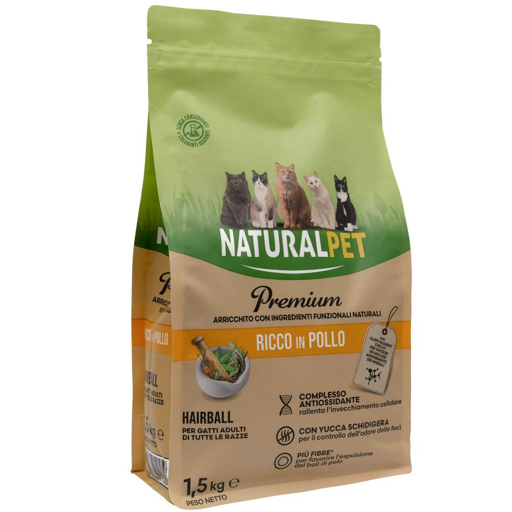 Naturalpet Premium Cat Adult Hairball ricco in Pollo 1 5 kg 000141006