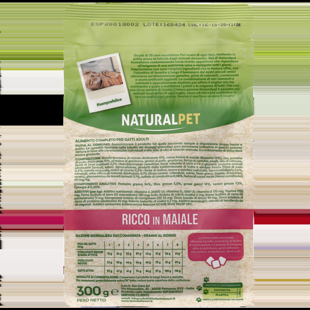 Naturalpet Cat Adult ricco in Maiale 300gr 000141057 Promozione Limitata