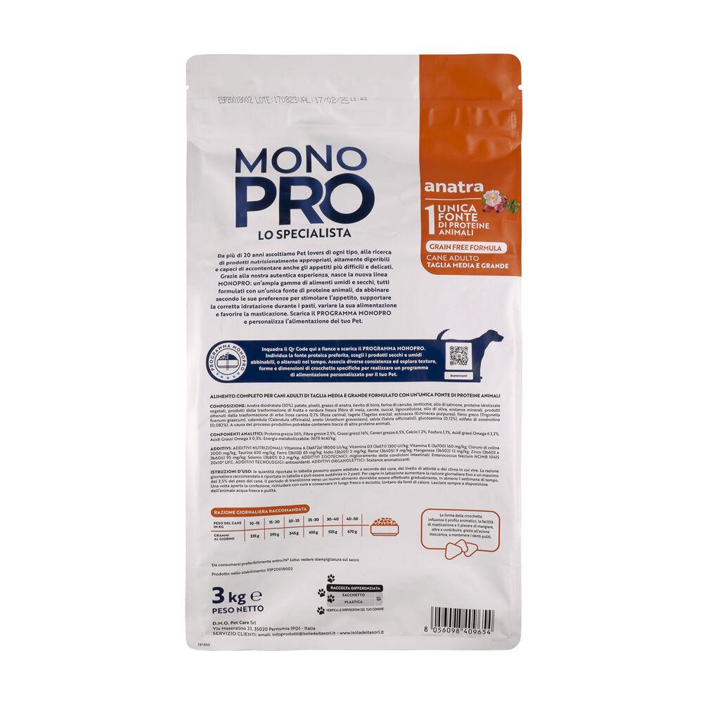 Monopro Dog Adult Medium&Large Grain Free Anatra 3 kg 000125662 Novità