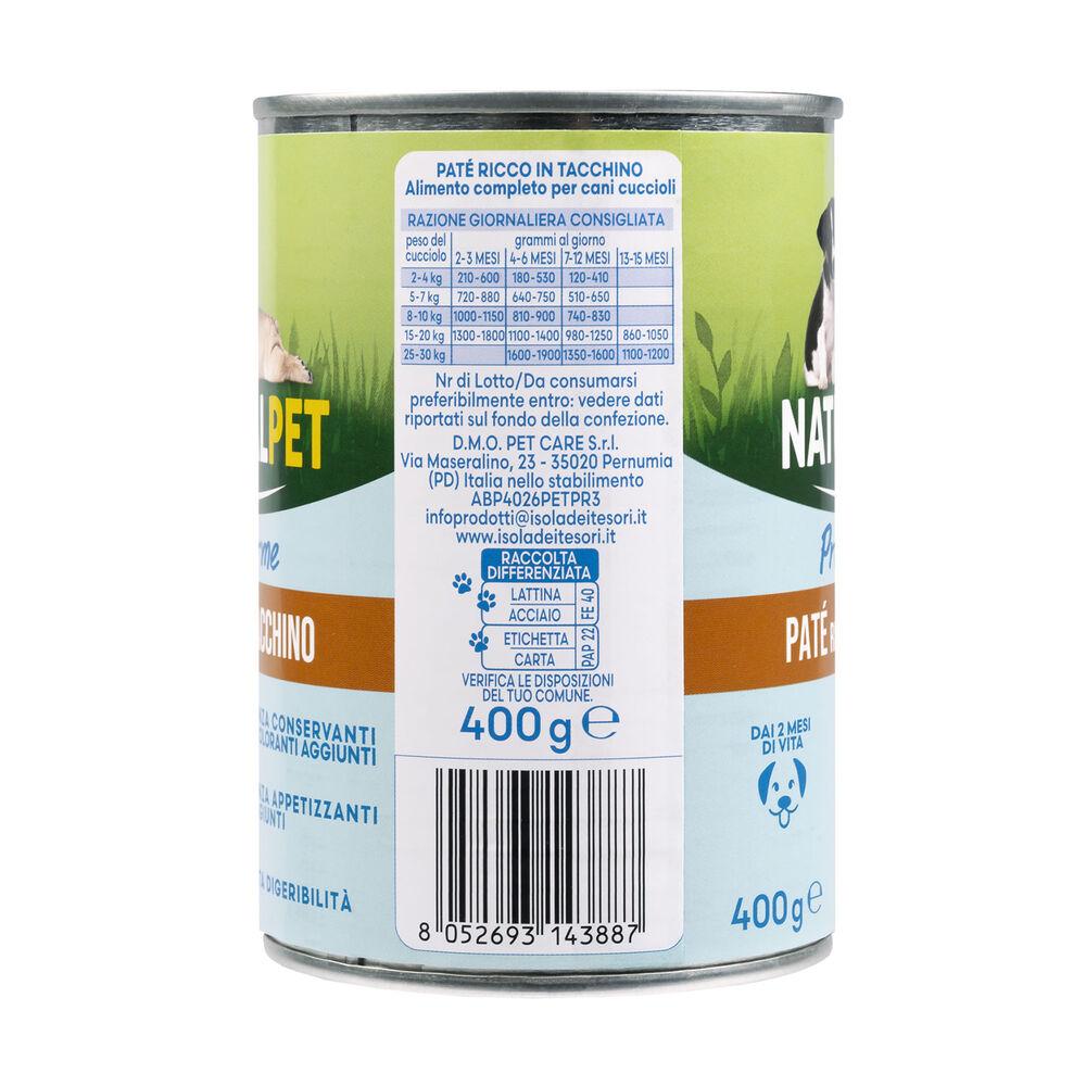 Naturalpet Prime Orme Puppy Paté ricco in Tacchino 400gr 000126894 Vendita Calda
