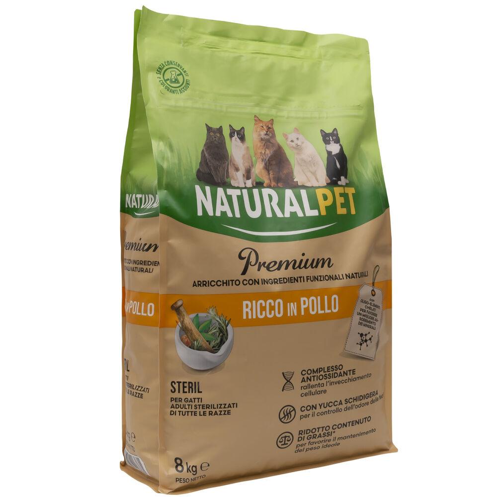 Naturalpet Premium Cat Adult Sterilised ricco in Pollo 8kg 000140999 Offerta natalizia