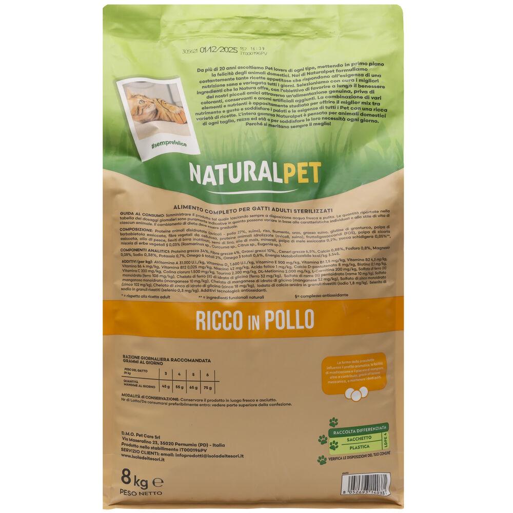 Naturalpet Premium Cat Adult Sterilised ricco in Pollo 8kg 000140999 Offerta natalizia