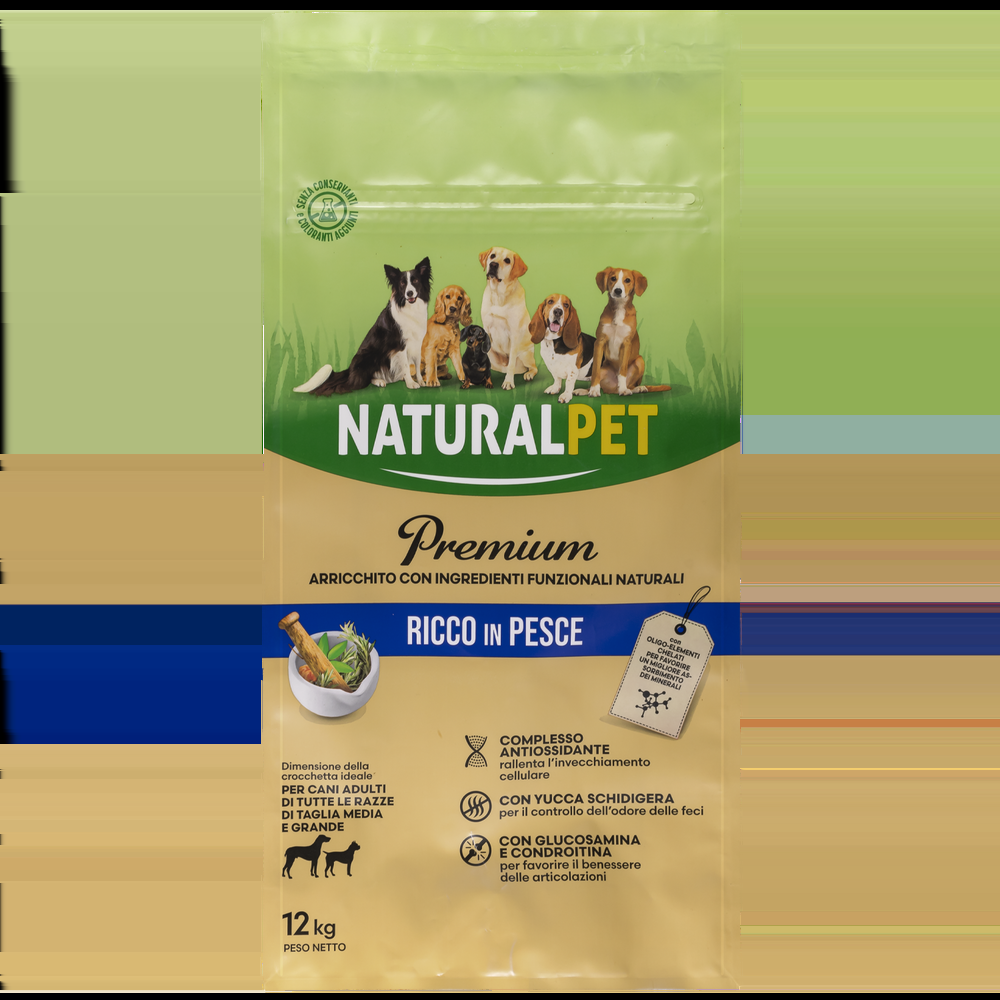 Naturalpet Premium Dog Adult Medium&Large ricco in Pesce 12 kg 000125702 Nuovi prodotti