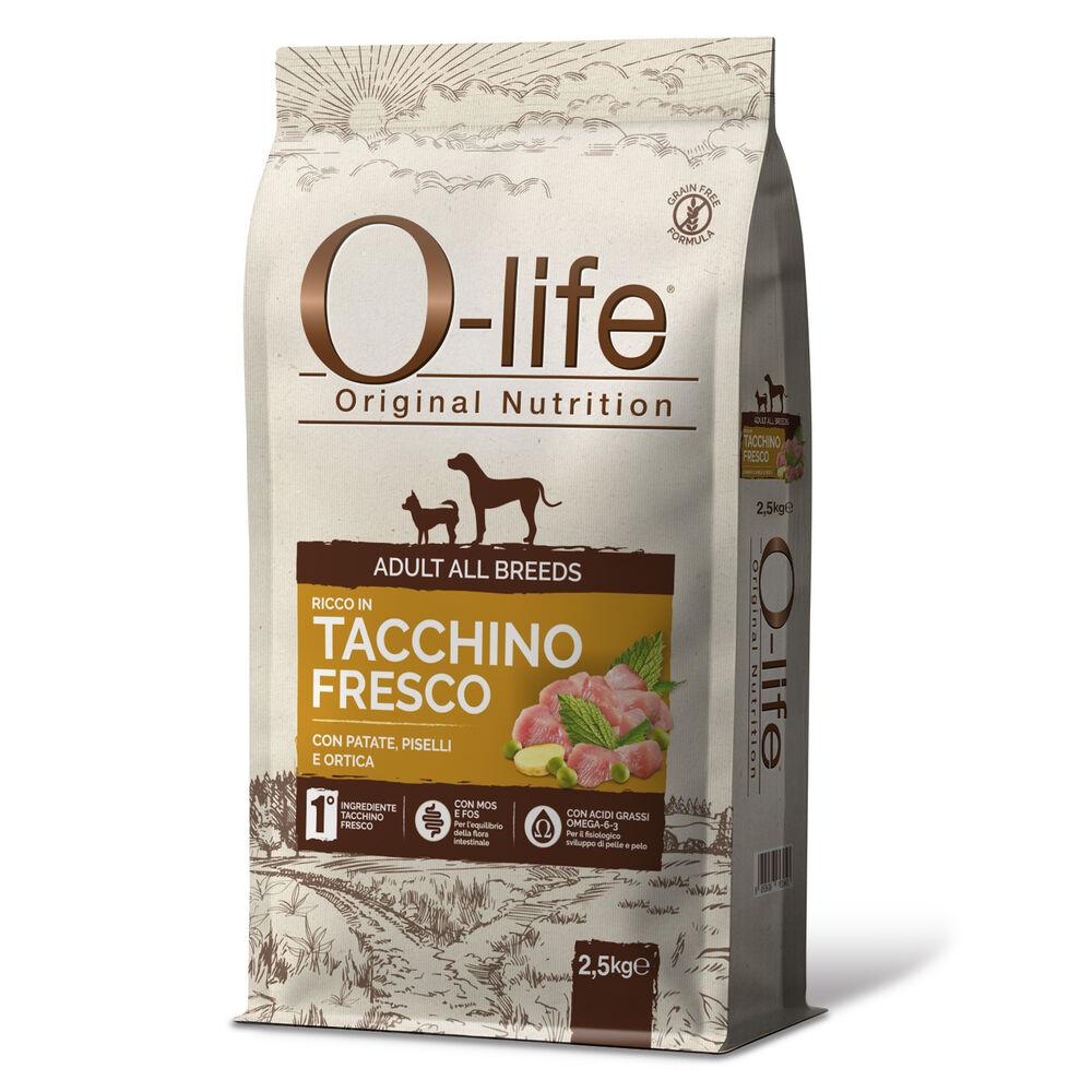 O-life Dog Adult All breeds ricco in Tacchino fresco con patate piselli e ortica 2 5kg 000125871 Super Saving Price
