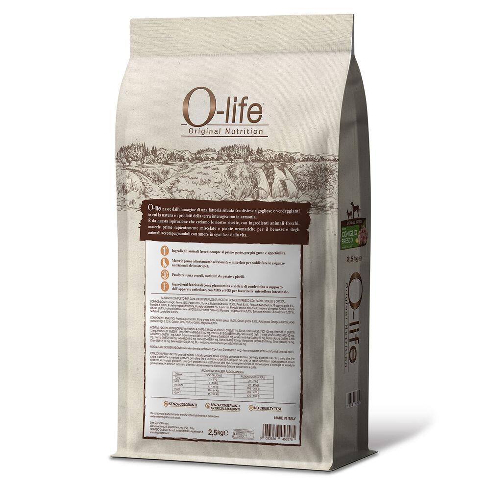 O-life Dog Steril All breeds ricco in Coniglio fresco con patate piselli e ortica 2 5 kg 000125870 Offerta settimanale