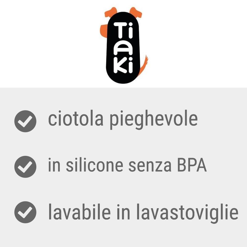 Bitiba Ciotola da viaggio TIAKI in silicone nera Presa