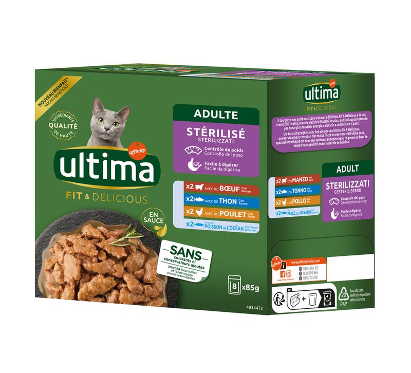 Bitiba Ultima Cat Sterilized 8 x 85 g Umido per gatto Fino Al -60%