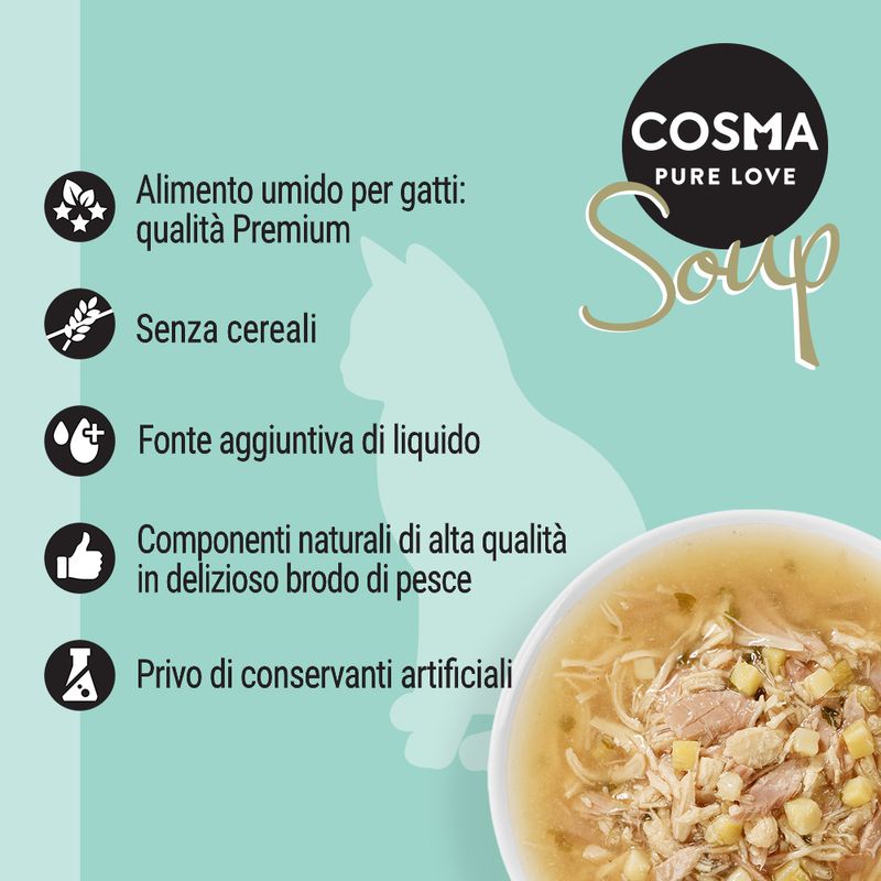 Bitiba Fai scorta Cosma Soup 24 x 40 g Alimento umido per gatti Italy