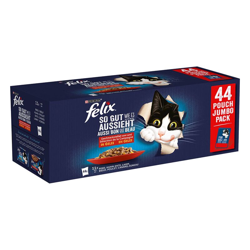 Bitiba Fai scorta Felix Le Ghiottonerie in Gelatina 132 x 85 g umido per gatti Spedizione Gratuita