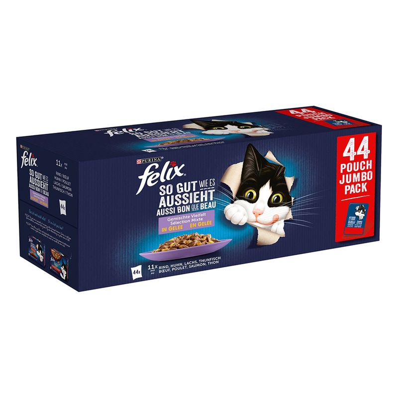 Bitiba Fai scorta Felix Le Ghiottonerie in Gelatina 132 x 85 g umido per gatti Spedizione Gratuita